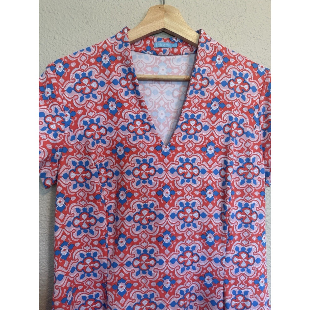 J. McLaughlin Ivana Shirt Dress Catalina Cloth Red And Blue Size Large $228 - Picture 4 of 8